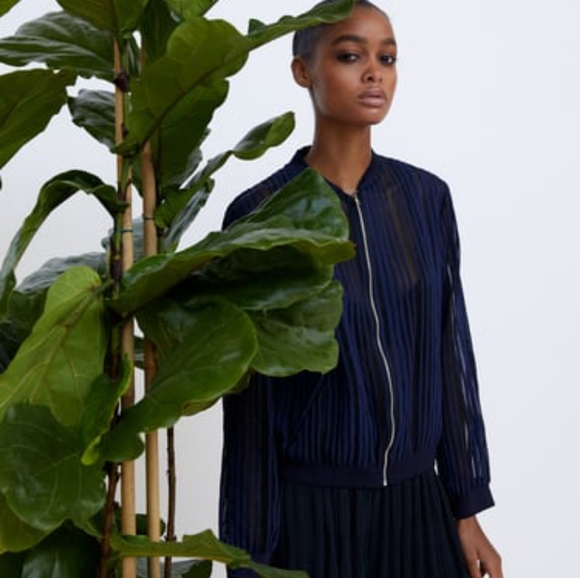 NWT Zara striped organza bomber jacket - Picture 3 of 3